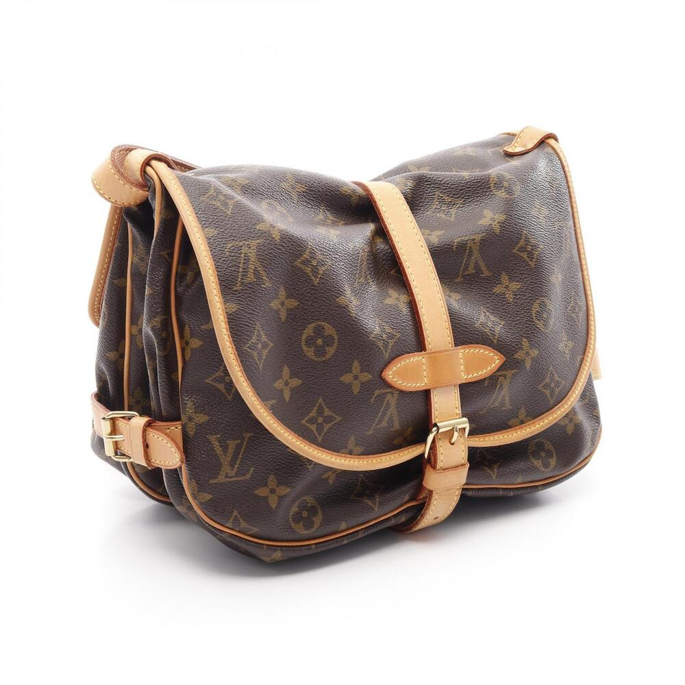 Louis Vuitton Bag Monogram Shoulder Saumur Leather Canvas Brown